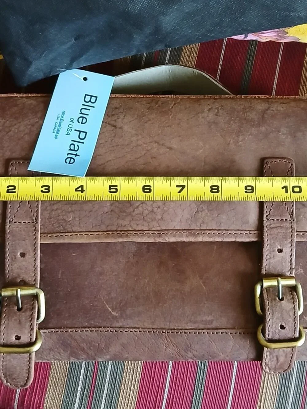 NWT Blue Plate of USA Leather Trifold Hanging Toiletry Bag Dopp Kit